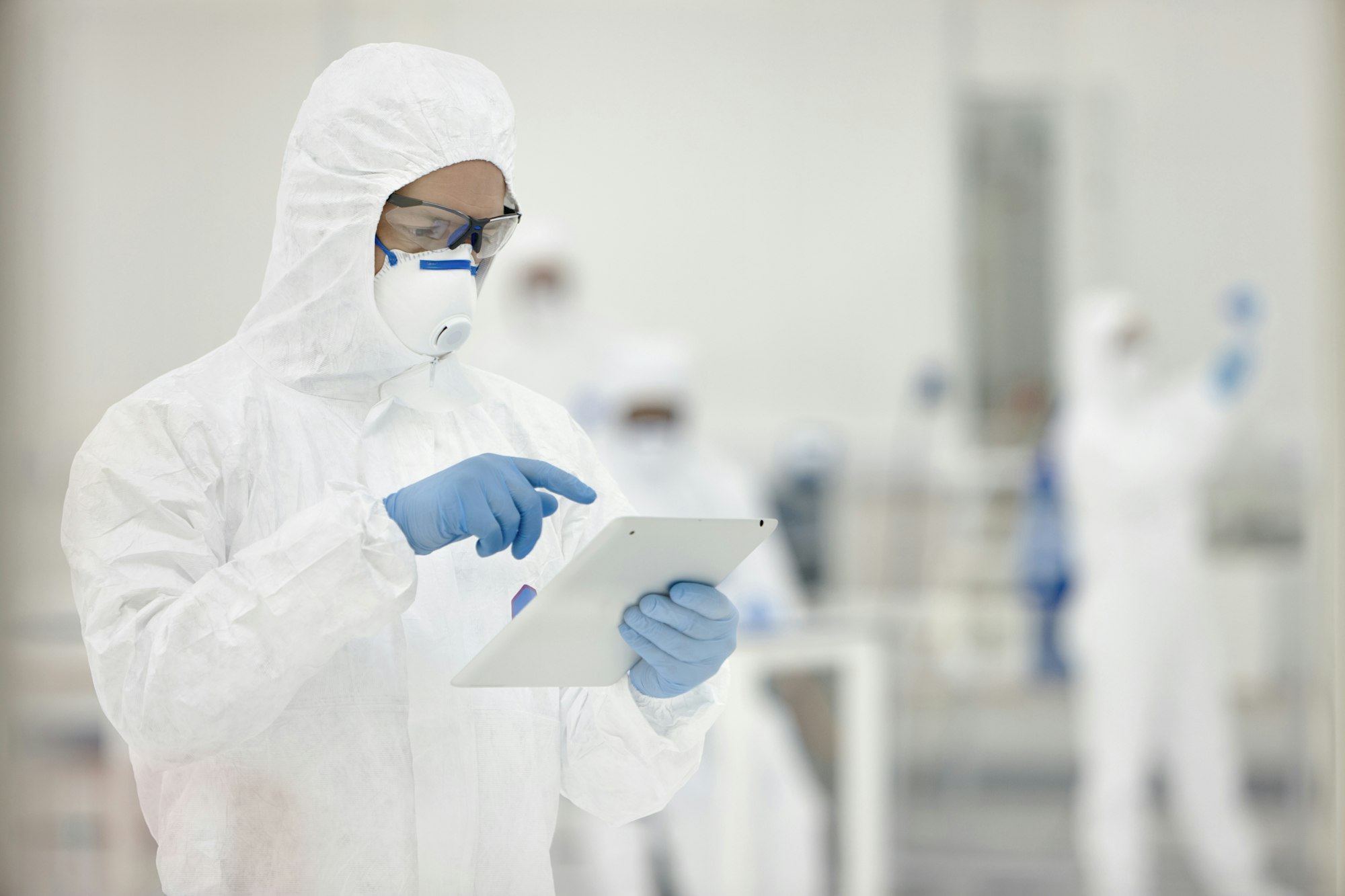 Scientists working in laboratory